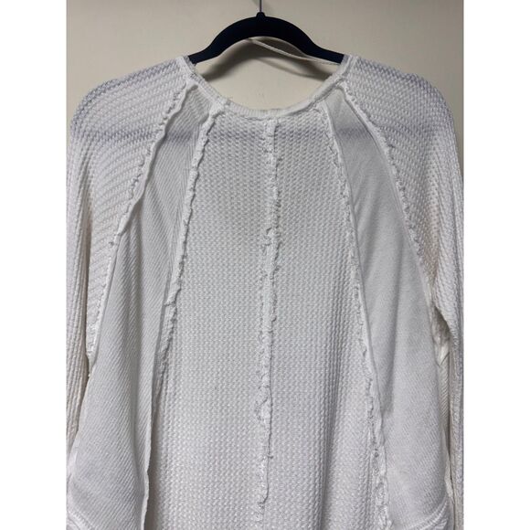 FREE PEOPLE We the Free Catalina V-Neck Thermal Waffle Knit L/S Tee, White, Sz S - Picture 7 of 11